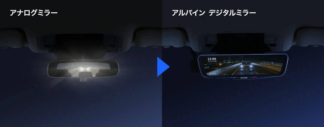 アナログミラー → アルパイン デジタルミラー
