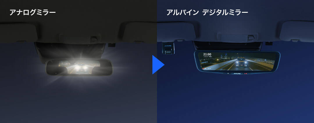 アナログミラー → アルパイン デジタルミラー