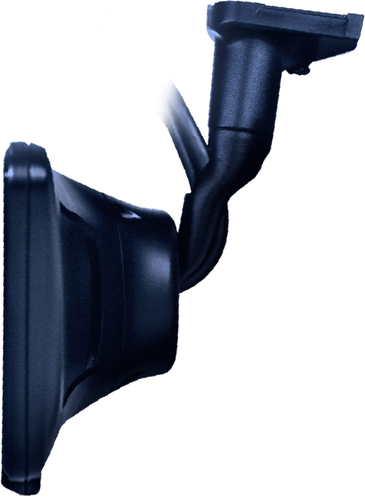 専用の取付けアームによりタフな固定と配線が目立たない美しい装着を両立